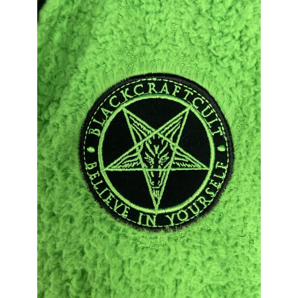 Black Craft Cult Green Sherpa Fleece Full Zip Hoodie Witch‎ Pentagram Size XS - Picture 6 of 9